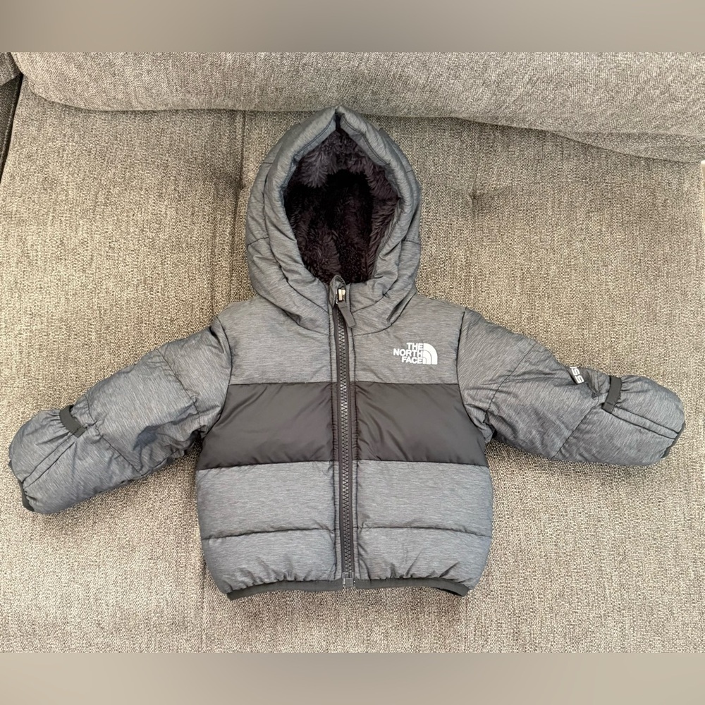 The North Face Moondoggy 550 Down Baby Puffer Jacket Coat Gray 3–6M - Picture 4 of 10